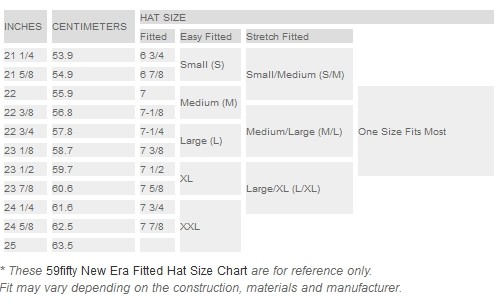 New Era Snapback Size Chart