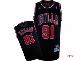 NBA Chicago Bulls Rodman #91 mesh Jersey-black